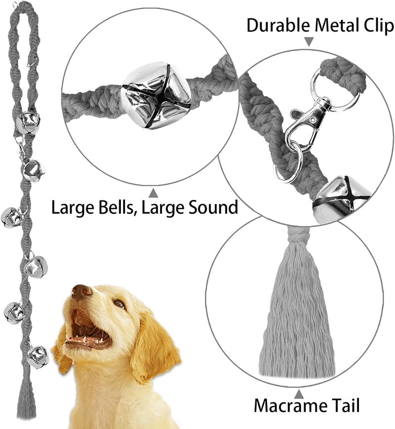 GINIDEAR Dog Bells to Go Outside & Puppy Potty Training, Adjustable Dog Door Bell Ring to Go Potty, Handmade with Premium Yarn. Twisted Style, Grey 2 Count - Image 4
